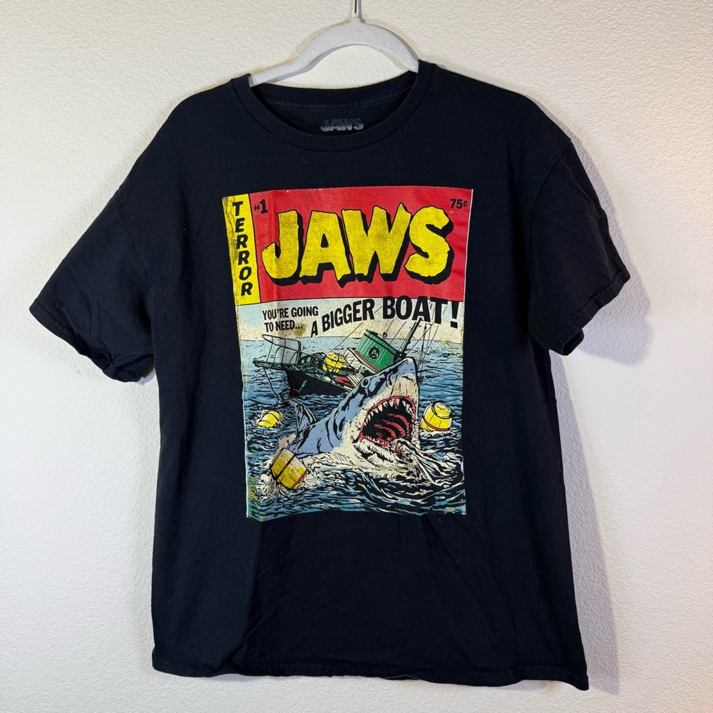 Black JAWS Graphic T-Shirt L